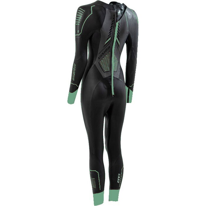 2024 Zone3 Mujer Terraprene Vision Back Zip Swim Neopreno WS24WVIS101 - Black / Eucalyptus Green